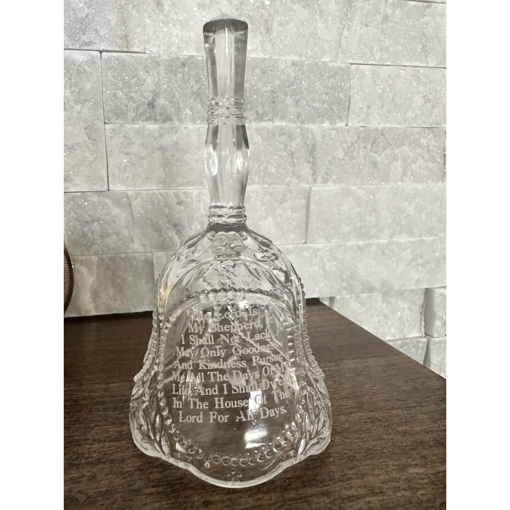 Vintage Psalm 23 "The Lord Is My Shepherd" Praying Hands Glass Bell